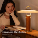 Axyaa Luxury Wood Glass Bedside Lamp with Dimmable Reading Light