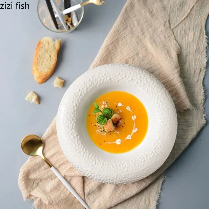Axya Ceramic Irregular Texture Dinner Plate Set of 4