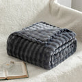 Axyaa Bubble White Plush Blanket: Textured Flannel Fleece Throw, Soft Cozy Couch Christmas Gift