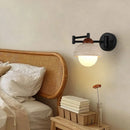 Axyaa Yellow Travertine LED Wall Lamp Sconce, Modern Black Iron Arm for Indoor Lighting