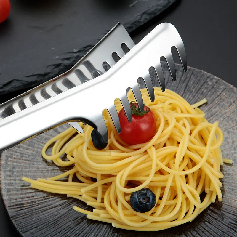 Axyaa Stainless Steel Kitchen Tongs: Color Comb Meal Clip for Non Stick Cookware