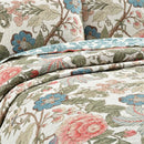 Axyaa Reversible Cotton Quilt Set, 3 Piece, King/Cal King - Green & Blue Floral