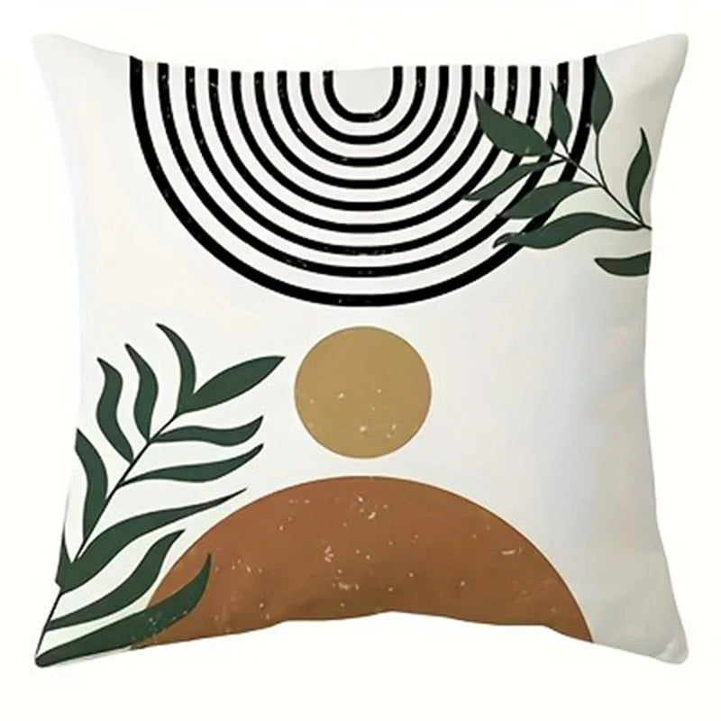 Axyaa Line Leaf Print Pillowcase for Bohemian Home Decoration