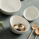 Axyaa Premium White Ceramic Oblique Bowl for Noodles, Fruits, Salads, Hot Pot, and Dipping