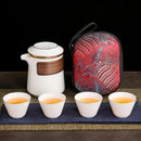 Axyaa Mutton Fat Jade Tea Set - Portable Ceramic Kung Fu Tea Set