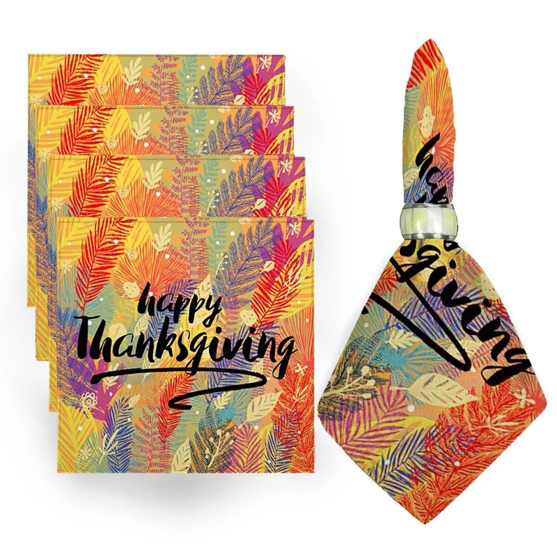 Axyaa Fall Harvest Pumpkin Napkins Square Tablecloth - Set of 4