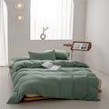 Axyaa Solid Color Washed Cotton Duvet Cover Set with Pillow Case