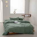 Axyaa Solid Color Washed Cotton Duvet Cover Set with Pillow Case