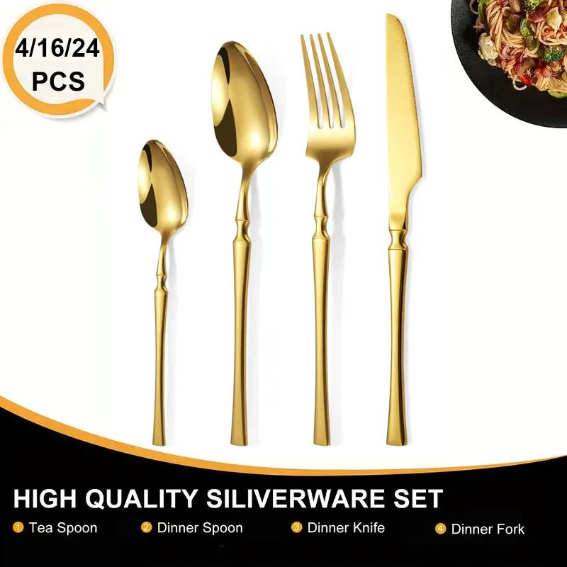 Axyaa 24-Piece Stainless Steel Cutlery Set for Restaurant Banquets