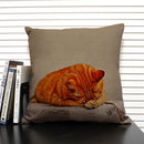 Axyaa Dog & Cat Pattern Linen Cushion Cover for Living Room Decor