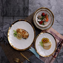 Axyaa Gold-Plated Ceramic Steak Plate for Stylish Dining