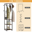 Axyaa Corner Hall Tree Coat Rack with Shelves & Hooks