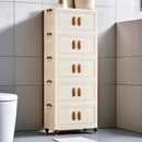 Axyaa 5-Layer Foldable Cabinet Organizer with Wheels for Stylish Living Room Storage