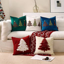 Axyaa Christmas Tree Embroidered Short Plush Pillowcase - Festive Living Room Decor