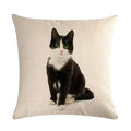 Axyaa Cat Printed Cotton Linen Cushion Cover 45x45cm