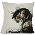 Axyaa Running Horse Cushion Cover - Wild Animals Pillowcase for Home & Office Decor