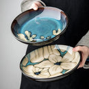 Axyaa Hand-Painted Ceramic Salad Plate Deep Dish - Chinese Style Creative Tableware
