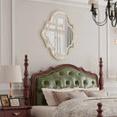 Axyaa Silver Wall Mirror with Golden Rim - Elegant Entryway Fireplace Decor