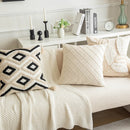 Axyaa Nordic Beige Woven Plush Pillow Cover for Living Room Sofa - 45x45