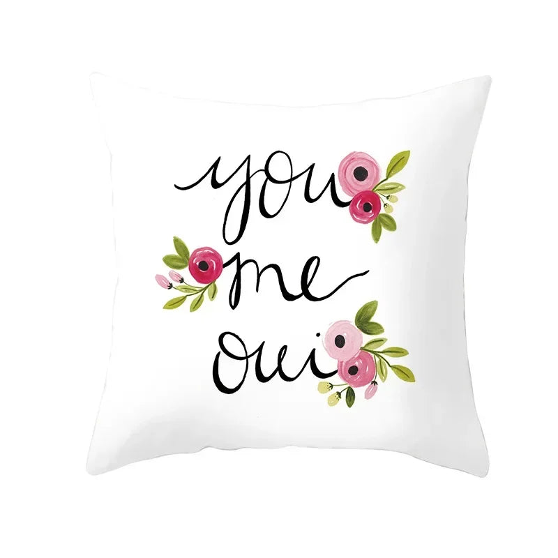 Axyaa Romantic Couple Pillowcases | Soft Cartoon Pattern Sofa Pillow Covers