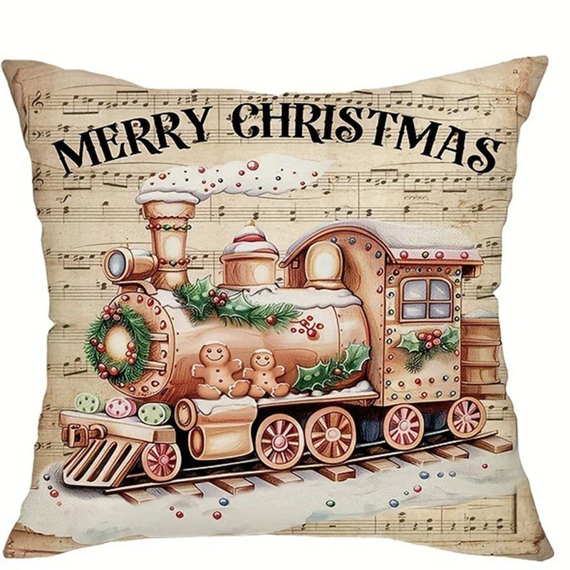 Axyaa Christmas Train Cabin Pillowcase: Festive Home Decor & Gift