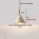 Axyaa Wood Yellow Travertine LED Pendant Lights - Japan Style Kitchen Island Hanglamp