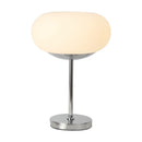 Axyaa White Glass Table Lamp: Minimalist Bauhaus Design, Nordic Style, Silver Iron Frame