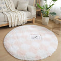 Axyaa Checkerboard Round Rug: Soft Plush Circular Carpet for Home Decor and Nursery
