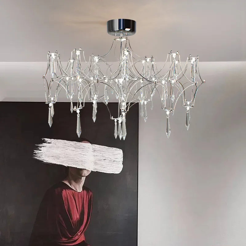 Axyaa Crystal Chandelier: Luxury Modern Living Room Ceiling Light