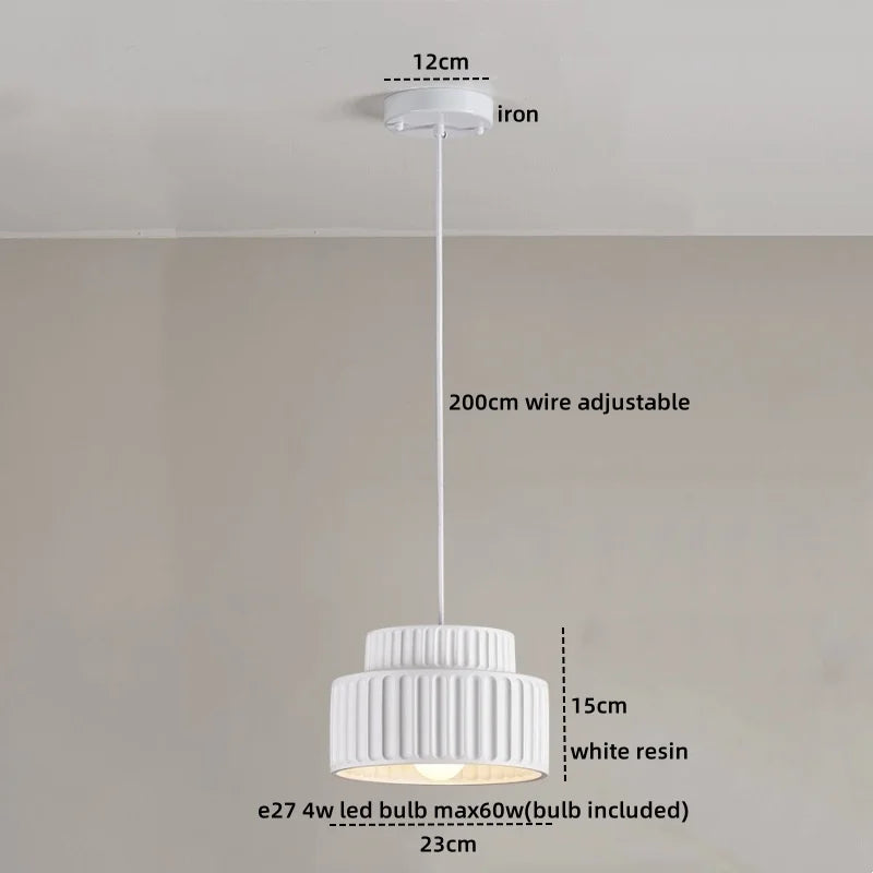 Axyaa Nordic LED Pendant Lamp Cream Resin Hanging Light Fixtures