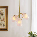 Axyaa Pink Glass Tulip Bud Pendant Chandelier