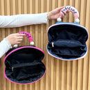Axyaa Color-Block Makeup Bag with Partitioned Compartments & Waterproof Design