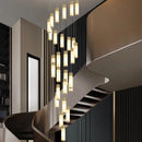 Axyaa Villa Pendant Light: Modern Loft Duplex Design, Rotating Staircase, Marble Copper Texture