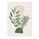 Axyaa Green Geometry Plant Leaves Canvas Wall Art Print Nordic Home Decor