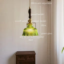 Axyaa Green Glass LED Pendant Lights - Japanese Style Home Decor Chandelier