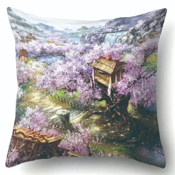 Axyaa Van Gogh Style Oil Painting Cushion Cover 45x45cm Square Pillow Case