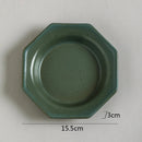 Axyaa Octagonal Ceramic Dessert Plate: Vintage Serving Tableware for Restaurant and Home