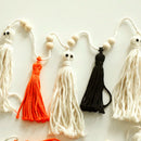 Axyaa Halloween Ghost Macrame Garland with Wooden Beads