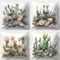 Axyaa Cactus Flower Sofa Pillow Case Set, 17.7" Home Decor Single-Sided Print