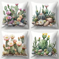 Axyaa Cactus Flower Sofa Pillow Case Set, 17.7" x 17.7", Home Decor, Single-Sided Print