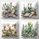 Axyaa Cactus Flower Sofa Pillow Case Set, 17.7" x 17.7", Home Decor, Single-Sided Print
