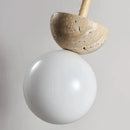 Axyaa Stone Wood LED Chandelier | Cream Style Bedside Lamp | Medieval Restaurant Bar Light