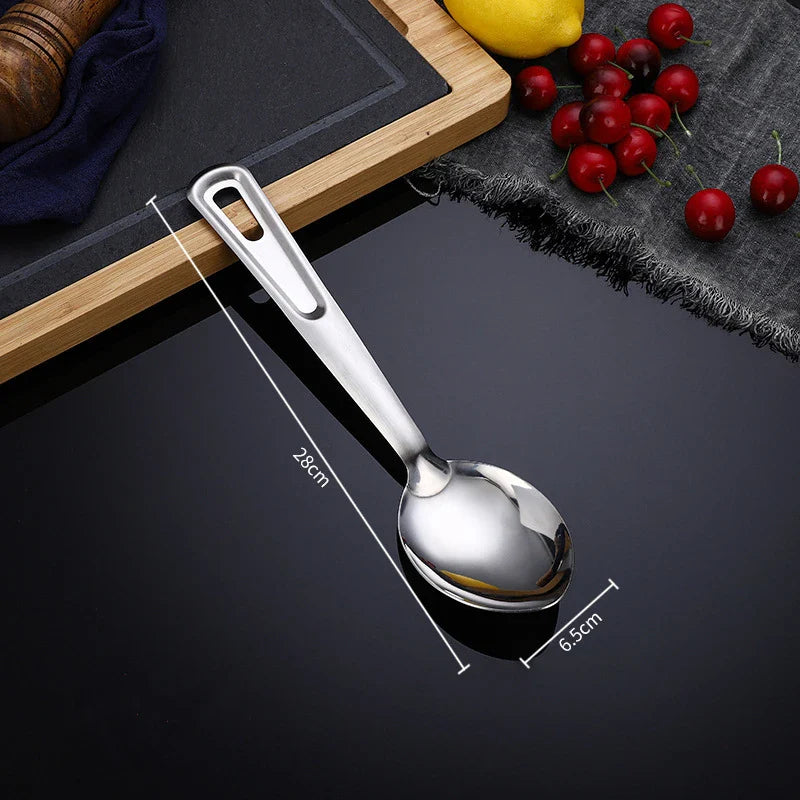 Axyaa Stainless Steel Serving Ladle Skimmer Colander Spoon Oil Separator Dishwasher Safe