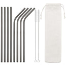 Axyaa Stainless Steel Drinking Straws Set - 8pcs Reusable Straws with Brush & Bag