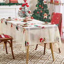 Axyaa Holiday Party Tablecloth Santa Claus Flower Print for New Year Christmas Décor