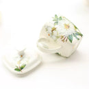 Axyaa Green Camellia Bone  Coffee Cup Porcelain Nespresso Tumbler White Ceramic Mug