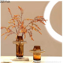 Axyaa Amber Glass Vase Hydroponic Flower Arrangement Artistic Decor - Dried Flower Vessel