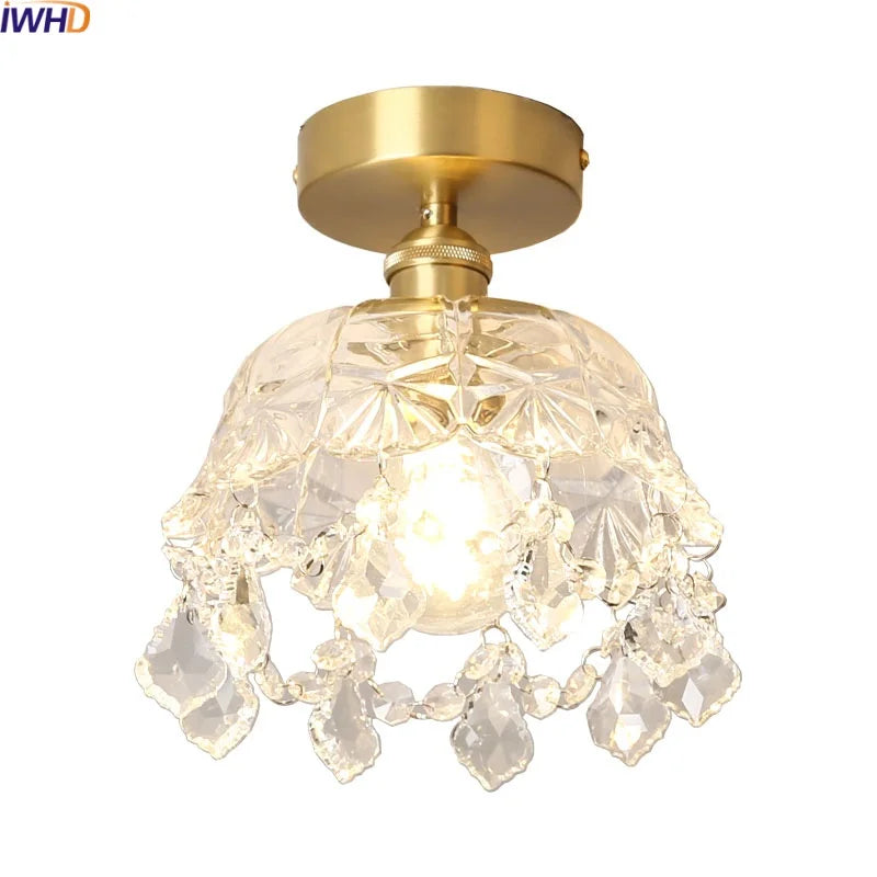Axyaa Crystal LED Ceiling Lamp Modern Luxury Chandelier for Living Room & Hallway