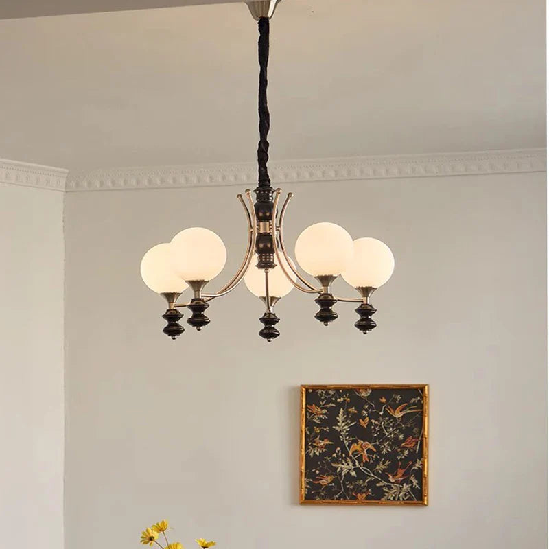 Axyaa Walnut Chandelier, Retro Designer Branch Lighting