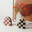 Axyaa Geometric Check Pattern Ceramic Vase for Stylish Home Decor